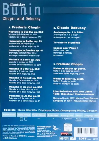 Stanislav Bunin - Chopin and Debussy - DVD /plast/