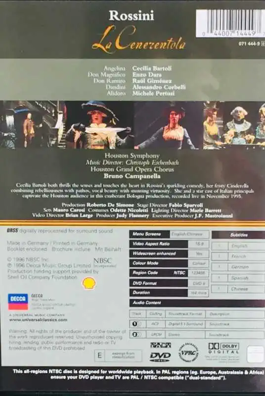 La Cenerentola - Rosini - Cecilia Bartoli - DVD /plast/bazarové zboží/