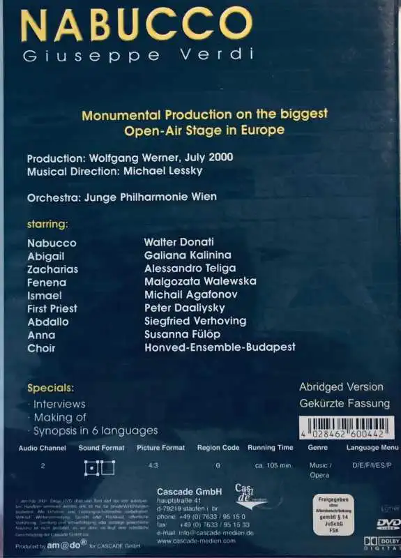 Giuseppe Verdi - Nabucco - DVD /plast/