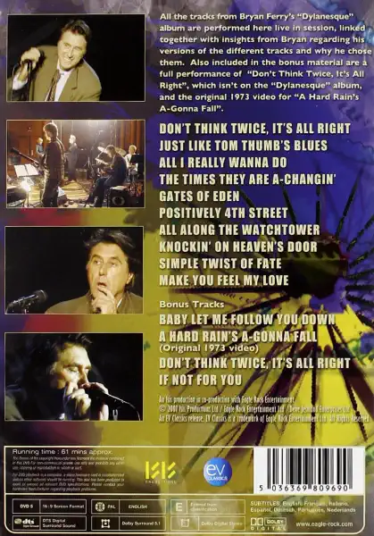 Bryan Ferry - Dylanesque Live - The London Sessions - DVD /plast/