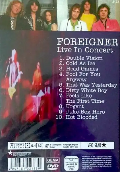 Foreigner - Live in Concert - DVD /plast/