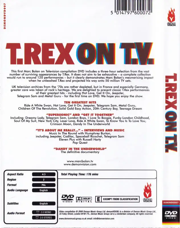 T.Rex - On T.V. - DVD /plast/