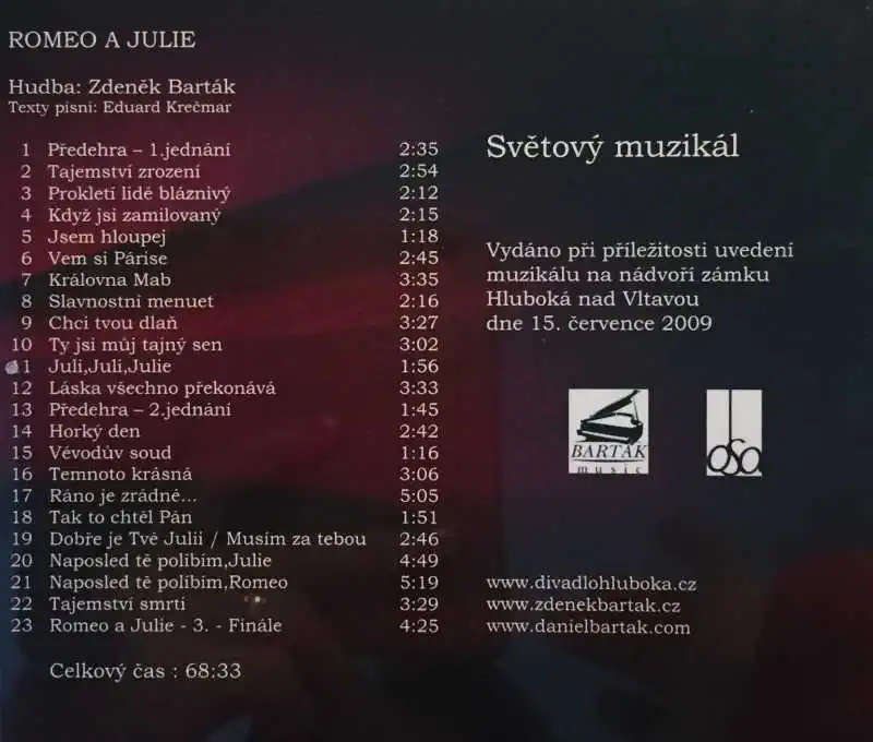 William Shakespeare - Romeo a Julie - světový muzikál - CD /plast/