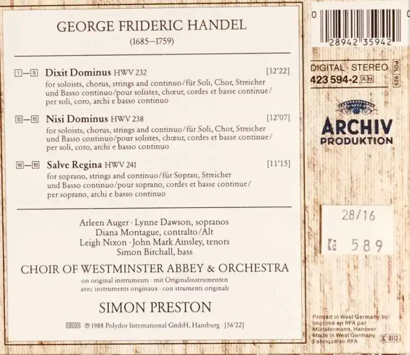 Handel - Dixit Dominus - CD /plast/