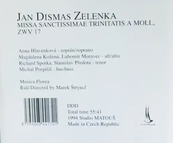 Jan Dismas Zelenka - Missa Sanctissimae Trinitatis - CD /plast/