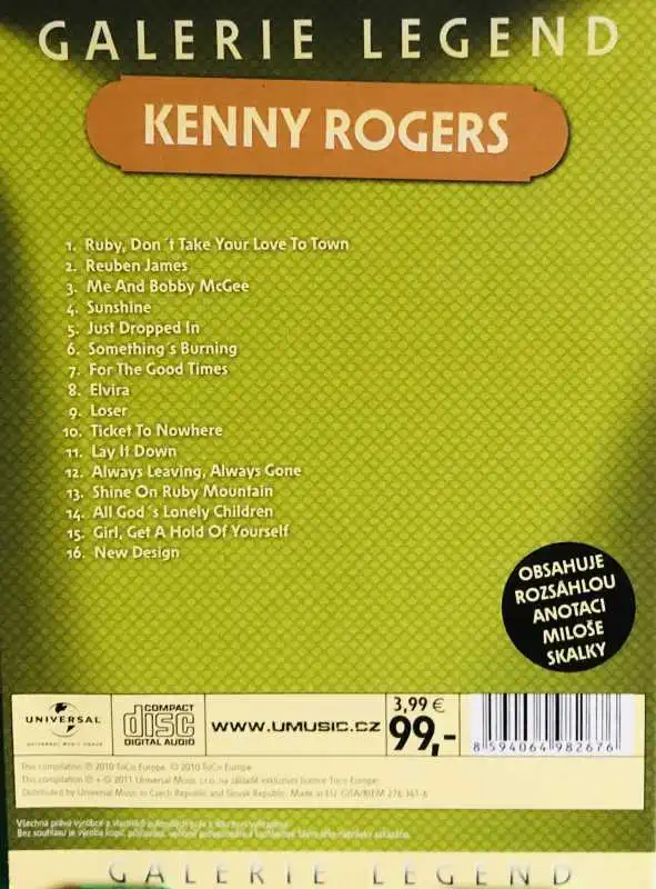 The Best of Kenny Rogers - Galerie legend 12 - CD /digipack/