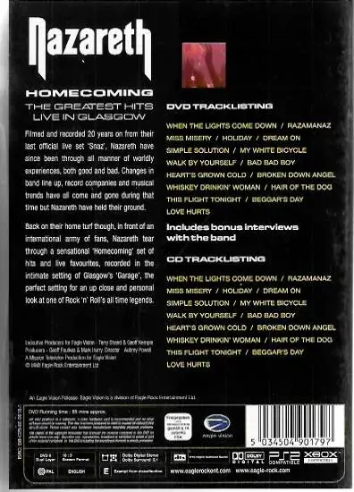 Nazareth - Homecoming - The Greatest hits live in Glasgow - DVD + CD plast /bazarové zboží/