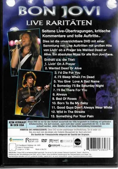 Bon Jovi - Live Raritäten - DVD plast /bazarové zboží/