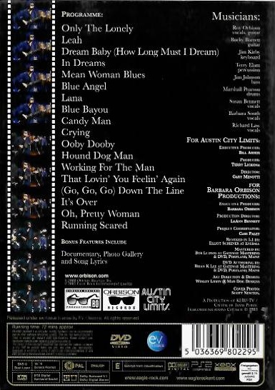 Roy Orbison - Live at Austin City Limits - August 5,1982 - DVD plast