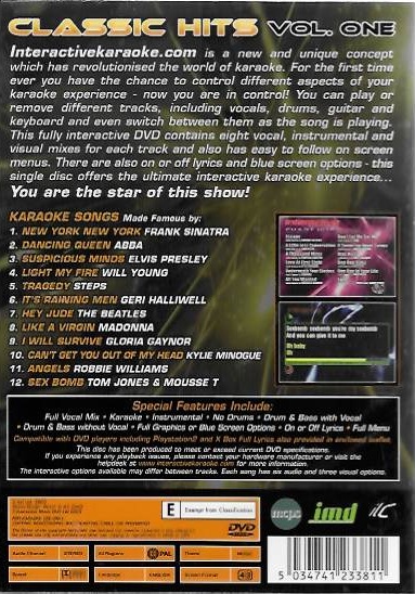 Interactive karaoke - Classic Hits vol. one - DVD plast